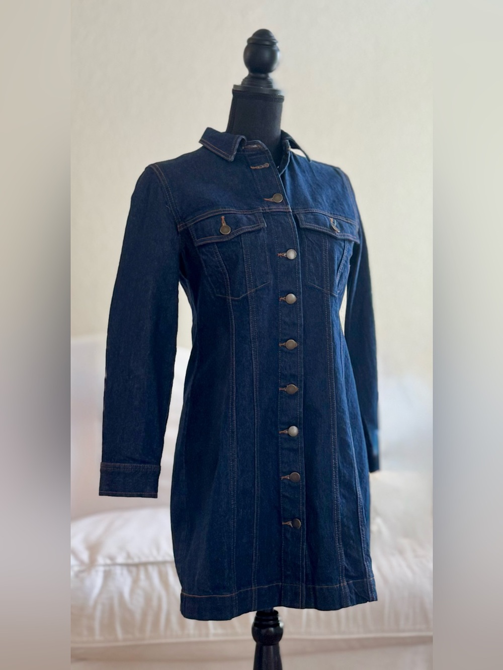 Vintage like new LOFT Dark Blue Denim Jacket Dress cotton street wear classic